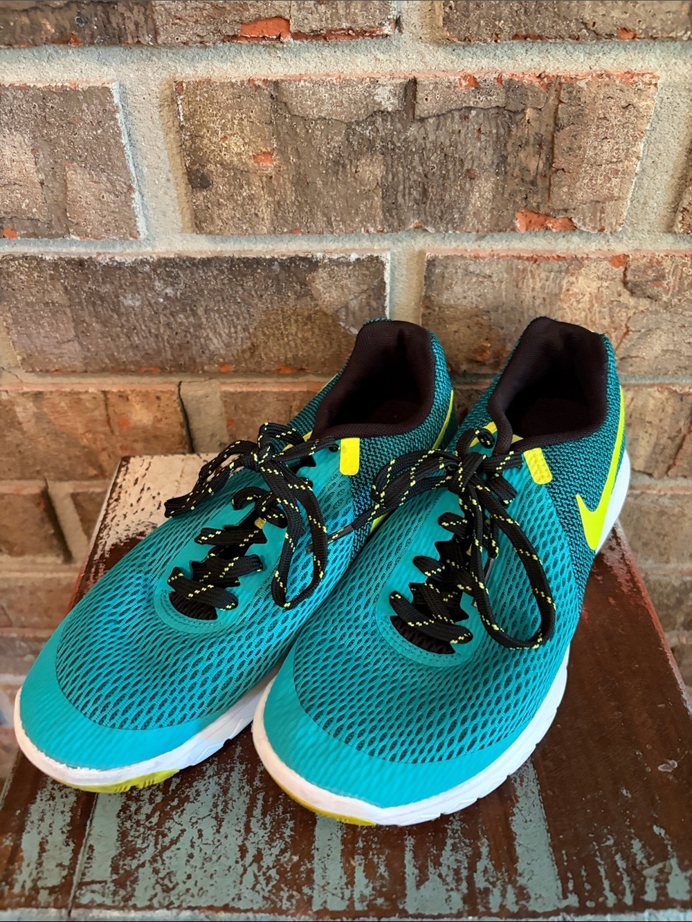 Nike Black Shoes with Teal and Lime Accents